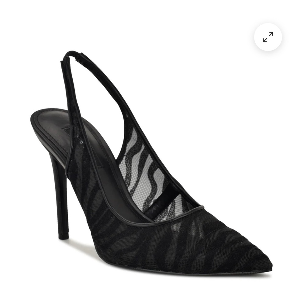 Nine West Black Mesh Slingback Heels